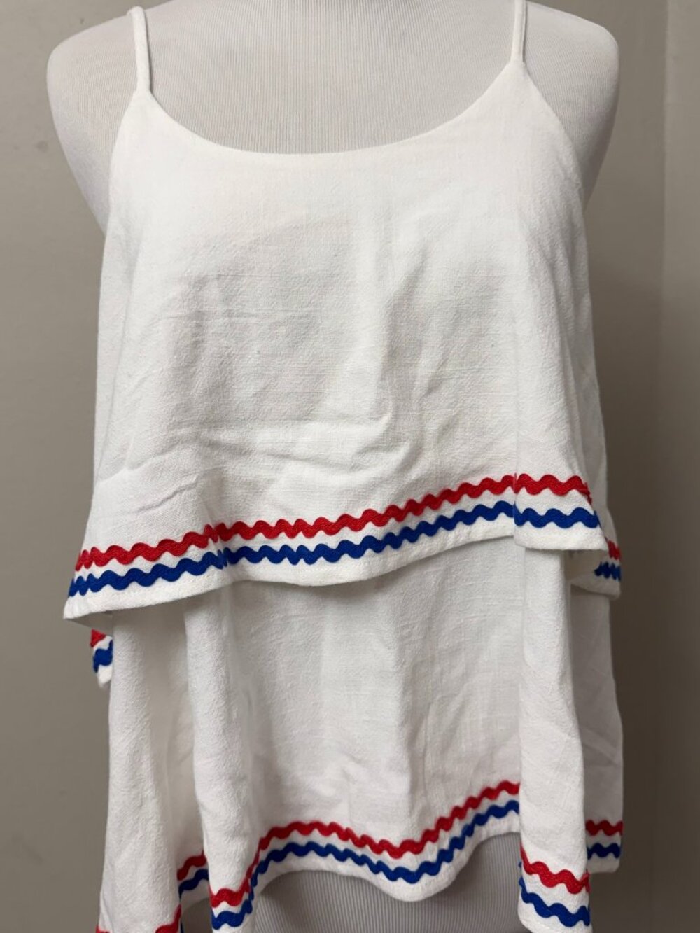 She & Sky Patriotic Fourth of July Tiered Red White Blue Tank Small